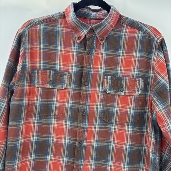 Vintage FADED GLORY Plaid Shirt Mens M Blue Orange Brown Blanket Plaid Grunge - Picture 2 of 8